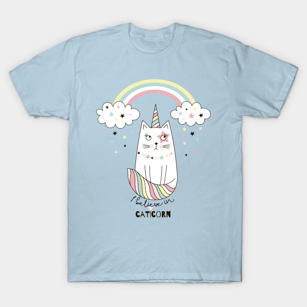 peggieprints I Believe in Caticorn T Shirt